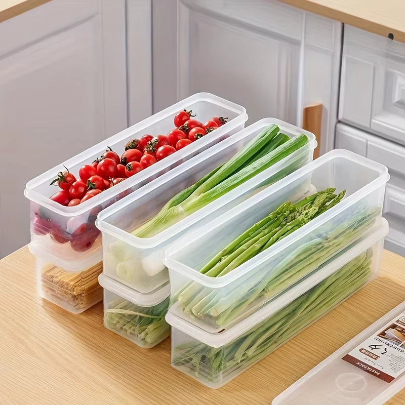 Long Refrigerator Storage Container Set – 4 Clear Food Organizer Boxes