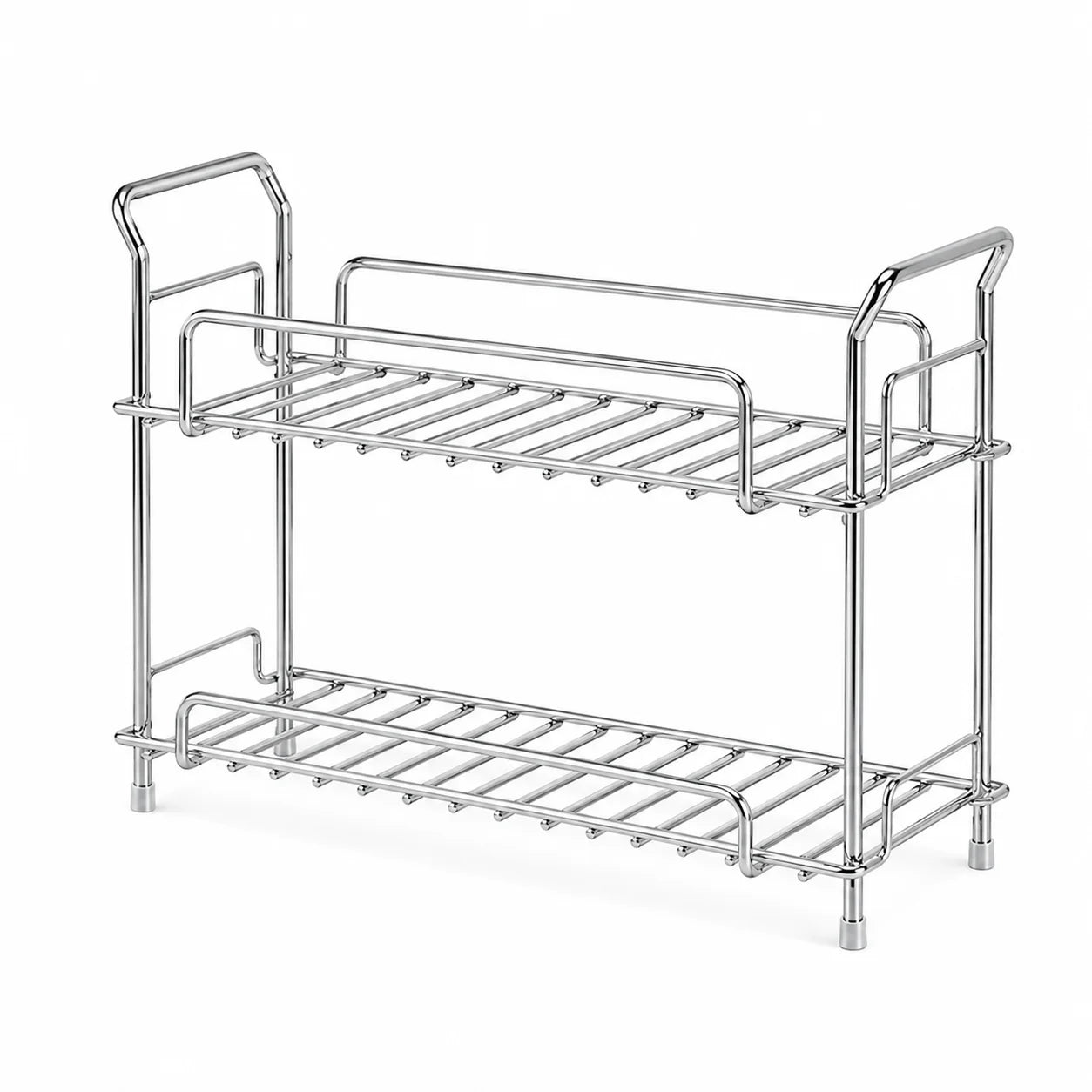 304 Stainless Steel 2-Tier Bathroom Countertop Organizer Rack for Cosmetics Skincare Toiletries Vanity Storage