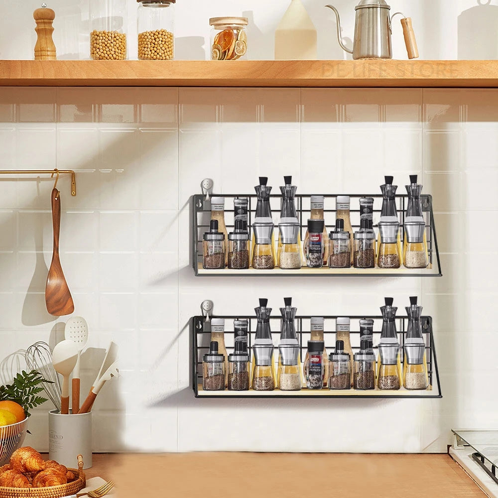 2-Tier Wall-Mounted Spice Rack Organizer