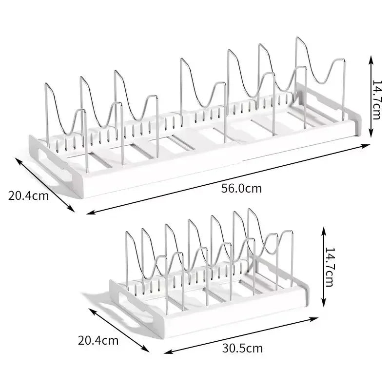 Expandable Pot Lid & Pan Organizer Rack | Adjustable Kitchen Cabinet Organizer