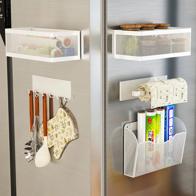 Magnetic Refrigerator Side Storage Rack – Space Saving Metal Organizer