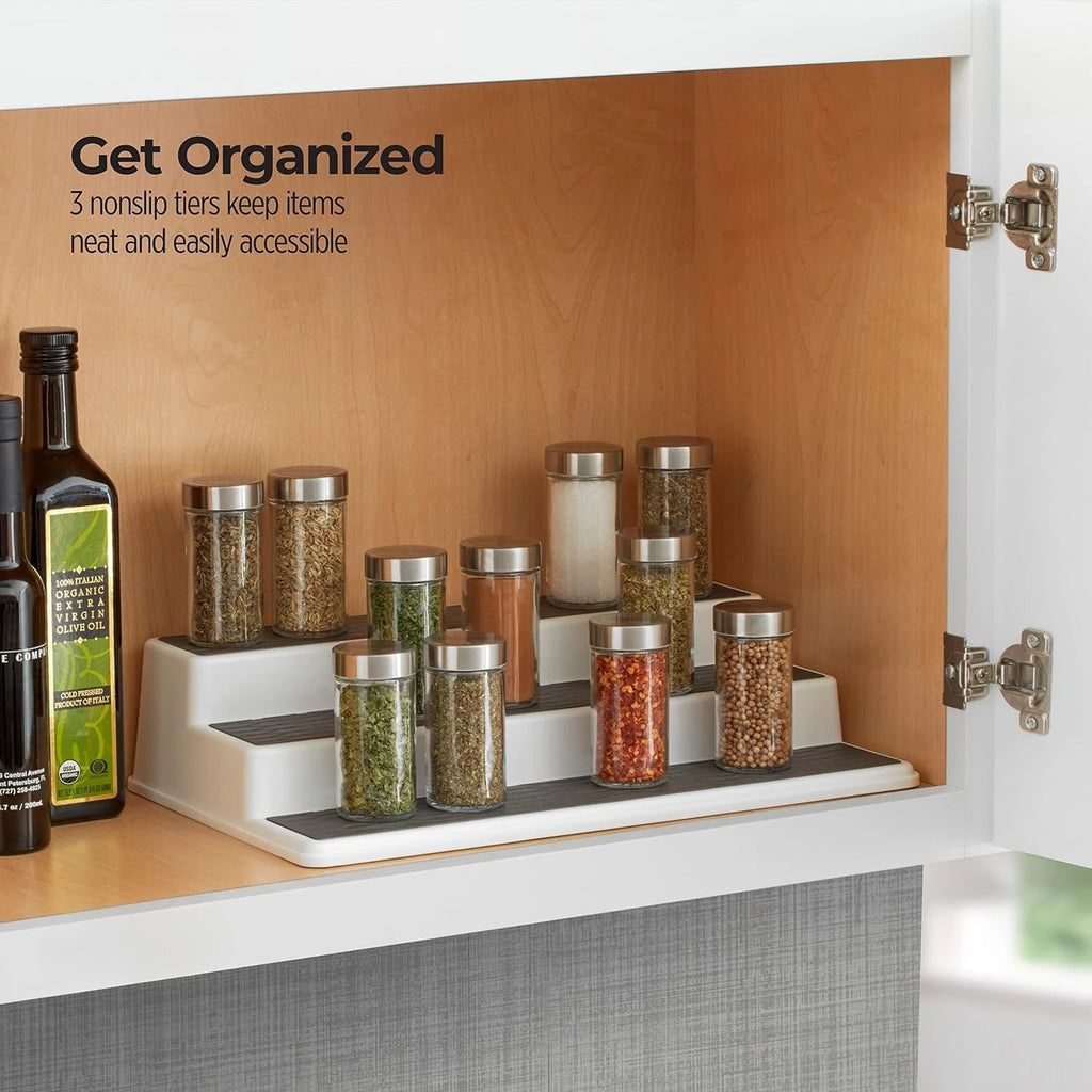 Expandable 3-Tier Non-Slip Spice Rack Organizer