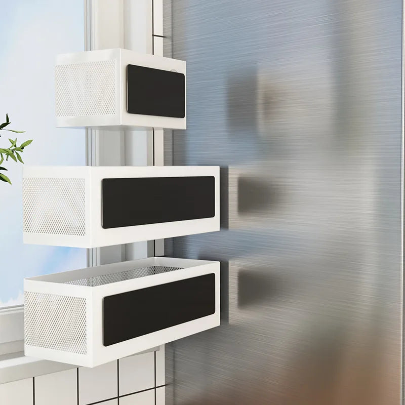 Magnetic Refrigerator Side Storage Rack – Space Saving Metal Organizer