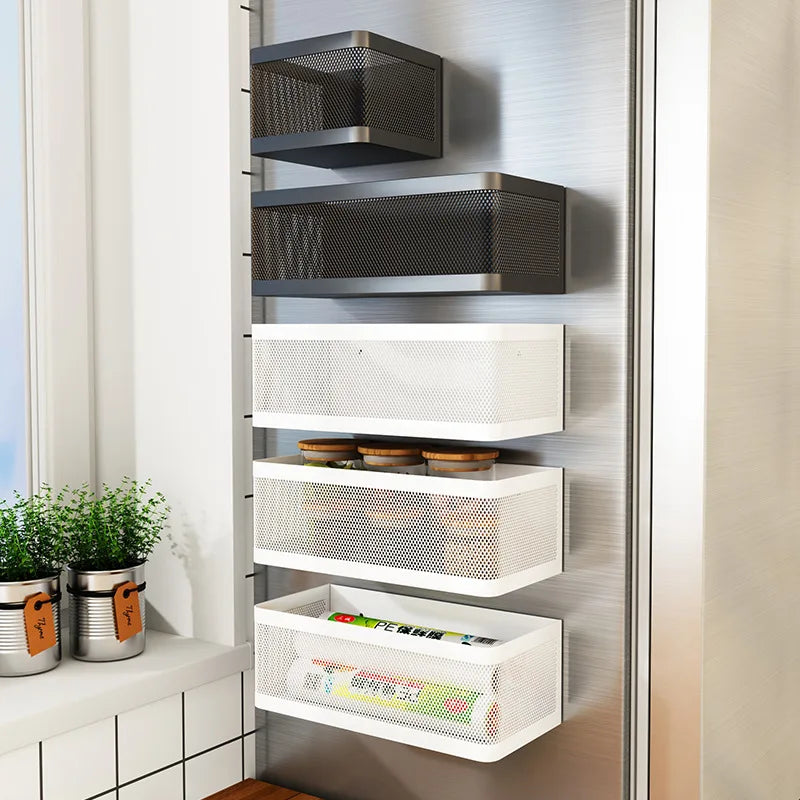 Magnetic Refrigerator Side Storage Rack – Space Saving Metal Organizer