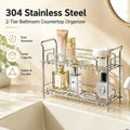 304 Stainless Steel 2-Tier Bathroom Countertop Organizer Rack for Cosmetics Skincare Toiletries Vanity Storage