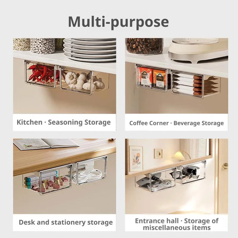 No-Drill Hidden Under-Desk Drawer Organizer
