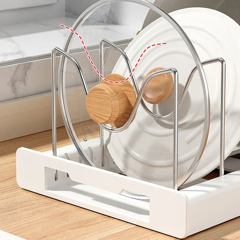 Expandable Pot Lid & Pan Organizer Rack | Adjustable Kitchen Cabinet Organizer
